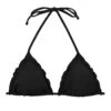 Black Textured Bikini Top With Wavy Edges - Top Dots-black Tri