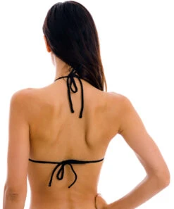 Black Textured Bikini Top With Wavy Edges - Top Dots-black Tri -Agua de Coco Shop top riodesol top dots black tri 2