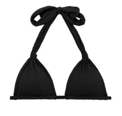 Black Textured Halter Bikini Top - Top Dots-black Tri-mel