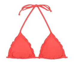 Textured Coral Bikini Top With Coral Edges - Top Dots-tabata Tri