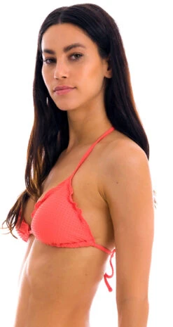 Textured Coral Bikini Top With Coral Edges - Top Dots-tabata Tri -Agua de Coco Shop top riodesol top dots tabata tri 3