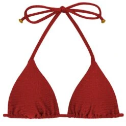 Textured Triangle Deep Red Bikini Top - Top Duna Tri Divino