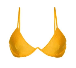 Textured Yellow V-underwired Bikini Top - Top Eden-pequi Tri-aro