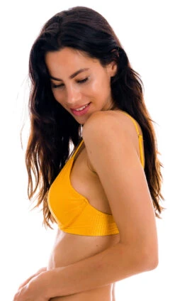 Textured Yellow V-underwired Bikini Top - Top Eden-pequi Tri-aro -Agua de Coco Shop top riodesol top eden pequi tri aro 3