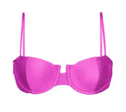 Textured Pink Magenta Balconette Bikini Top - Top Eden-pink Balconet