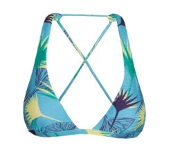 Floral Graphic Print Crossover Triangle Halter Top - Top Flower Geometric Cortinao