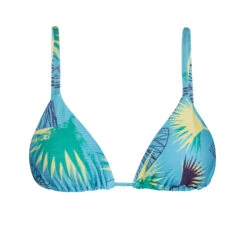 Blue Floral Triangle Top With Straight Straps - Top Flower Geometric Invisible