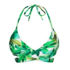 Green Leaves Bra Bikini Top - Top Folhagem Transpassado