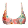Coral Pink Printed Bralette Top With Braided Straps - Top Frutti Bralette