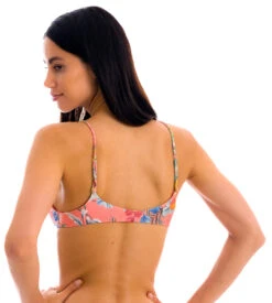 Coral Pink Printed Bralette Top With Braided Straps - Top Frutti Bralette -Agua de Coco Shop top riodesol top frutti bralette 2
