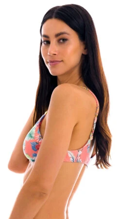 Coral Pink Printed Bralette Top With Braided Straps - Top Frutti Bralette -Agua de Coco Shop top riodesol top frutti bralette 3