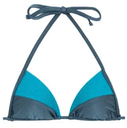 Blue Tones Textured Triangle Bikini Top - Top Galaxia Recorte Tri