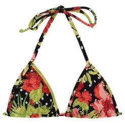 Triangle Sliding Top In Floral And Polka Dot Print - Top Ilha Bela Micro