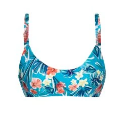 Floral Blue Adjustable Bra Bikini Top - Top Isla Bra