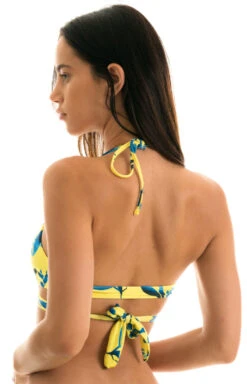 Yellow And Blue Print Wrap Bikini Top - Top Lemon Flower Transpassado -Agua de Coco Shop top riodesol top lemon flower transpassado 3