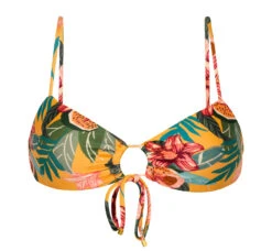 Orange & Yellow Floral Tie Front Bralette Top - Top Lis Mila