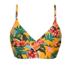 Orange Yellow Floral Laced Back Bralette Bikini Top - Top Lis Tri-tank