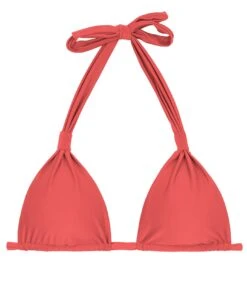 Dark Red Halter Bikini Top - Top Madras Cortinao
