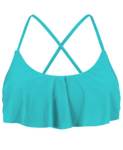 Sky Blue Ruffled Crop Top - Top Nannai Babado