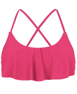 Back Crossed And Frilled Pink Fuchsia Crop Top - Top Olinda Babado