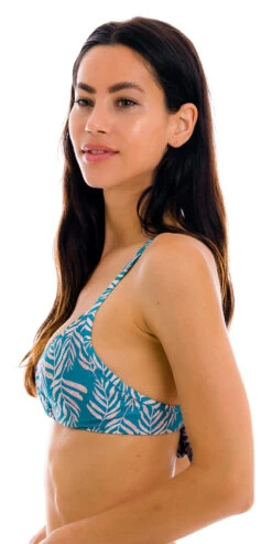 Blue Underwired Bralette Top In Leaves Print - Top Palms-blue Balconet-inv -Agua de Coco Shop top riodesol top palms blue balconet inv 3