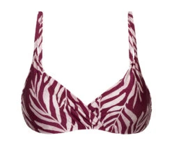 Wine Red Underwired Bralette Top In Leaves Print - Top Palms-vine Balconet-inv