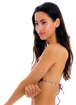 Wine Red Sliding Triangle Top With Leaf Pattern - Top Palms-vine Tri-inv -Agua de Coco Shop top riodesol top palms vine tri inv 3