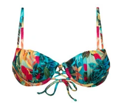 Blue Tropical Flowers Push-up Balconette Bikini Top - Top Paradise Balconet-pushup