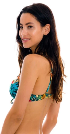 Blue Tropical Flowers Push-up Balconette Bikini Top - Top Paradise Balconet-pushup -Agua de Coco Shop top riodesol top paradise balconet pushup 3