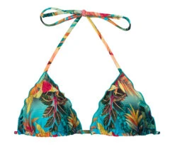 Tropical Floral Triangle Top With Wavy Edges - Top Paradise Tri