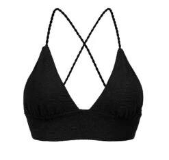 Textured Black Crossed Bralette Bikini Top - Top St-tropez-black Tri-cos