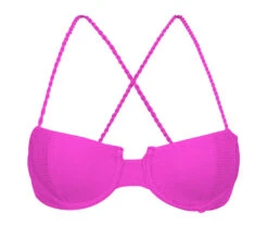 Textured Magenta Pink Balconette Top With Crossed Straps - Top St-tropez-pink Balconet