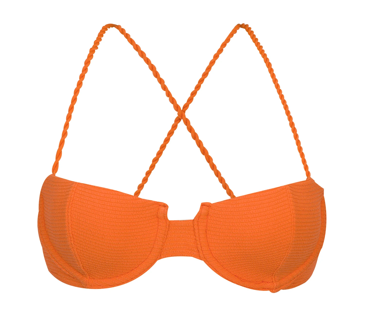 Textured Orange Balconette Top With Crossed Straps - Top St-tropez-tangerina Balconet 1 Textured Orange Balconette Top With Crossed Straps - Top St-tropez-tangerina Balconet
