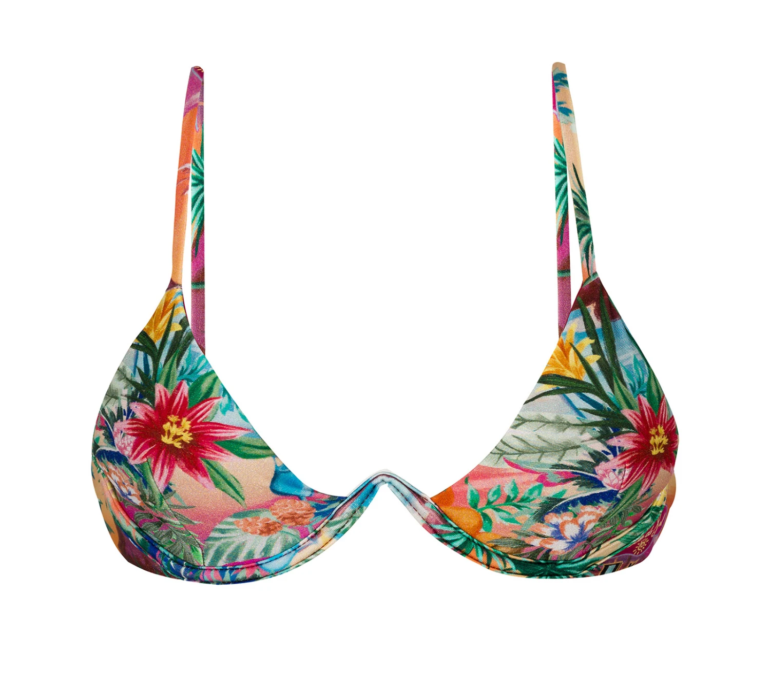Colorful Tropical V-underwire Bikini Top - Top Sunset Tri-aro 1 Colorful Tropical V-underwire Bikini Top - Top Sunset Tri-aro
