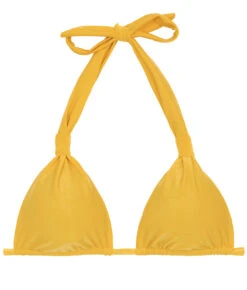 Yellow Triangle Halter Bikini Top - Top Tempero Cortinao