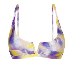 Purple & Yellow Tie-dye V Bralette Top - Top Tiedye-purple Bra-v