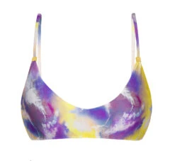 Purple & Yellow Tie-dye Bra Top With Golden Details - Top Tiedye-purple Bralette