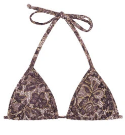 Purple Lace Print Triangle Top - Top Tri Micro Flower Purple