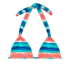 Blue / Coral Sliding Triangle Halter Top - Top Upbeat Cortinao