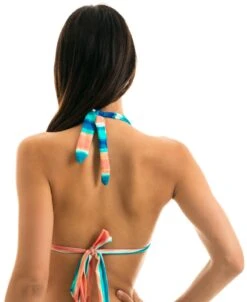 Blue / Coral Sliding Triangle Halter Top - Top Upbeat Cortinao -Agua de Coco Shop top riodesol top upbeat cortinao 2