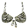 White & Black Tabby Front-tie Bikini Top - Top Wild-black Mila