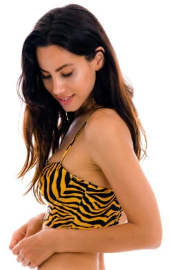 Orange & Black Tabby Lace-up Back Bralette Top - Top Wild-orange Balconet-anna -Agua de Coco Shop top riodesol top wild orange balconet anna 3