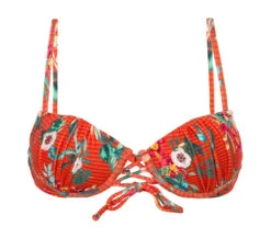 Red Floral Push-up Balconette Bikini Top - Top Wildflowers Balconet-pushup