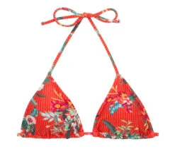Red Floral Triangle Bikini Top - Top Wildflowers Tri-rol