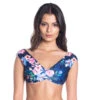 Bbs X Saha - Reversible Bikini Top Flowers / Stripes - Top Aurora Floral Night