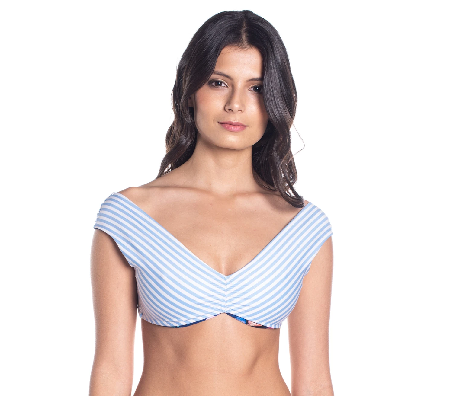 Bbs X Saha - Reversible Bikini Top Flowers / Stripes - Top Aurora Floral Night 4 Bbs X Saha - Reversible Bikini Top Flowers / Stripes - Top Aurora Floral Night - Image 4