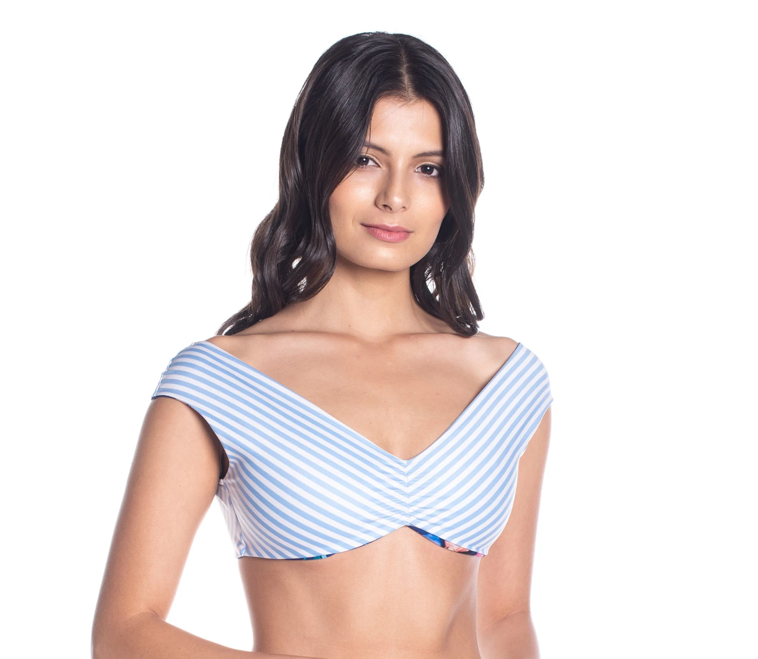 Bbs X Saha - Reversible Bikini Top Flowers / Stripes - Top Aurora Floral Night 5 Bbs X Saha - Reversible Bikini Top Flowers / Stripes - Top Aurora Floral Night - Image 5