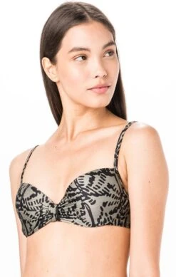 Balconette Bikini Top In Khaki Print - Top Balconet Kaki Tina