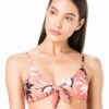 Orange Bra Bikini Top With Front Knot In Floral Print - Top Bow Laranja Jones