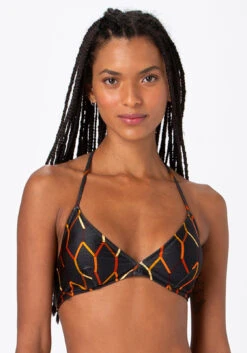 Black Fixed Triangle Top With Graphic Print - Top Cheeky Daphne Preto